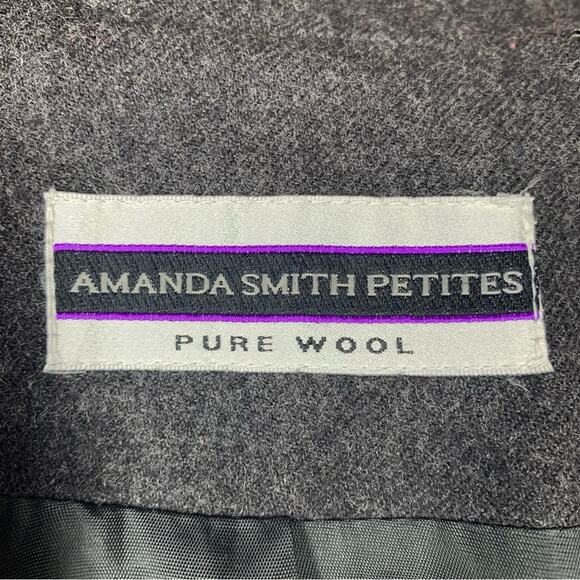 Amanda Smith Petites Blazer/Coat Pure Wool Size 6P Charcoal Two Front Po… - Picture 8 of 10